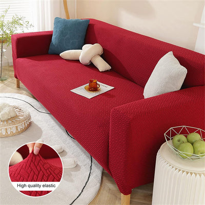 2025 L Shape Polar Fleece Sofa Cover : Maroon