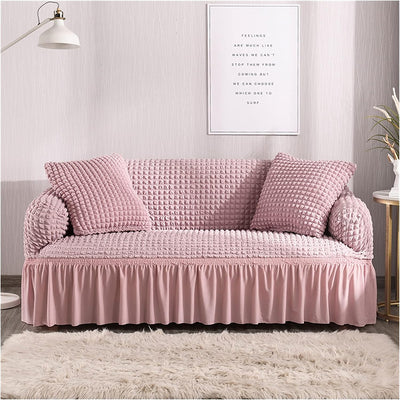2025 Turkish Bubble Frill Sofa Covers : Blush Pink