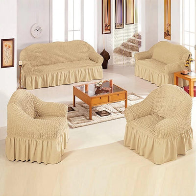 2025 Turkish Bubble Frill Sofa Covers : Beige
