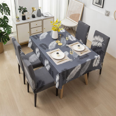 Premium Dining Table & Chair Cover Combo - Charcoal Fern