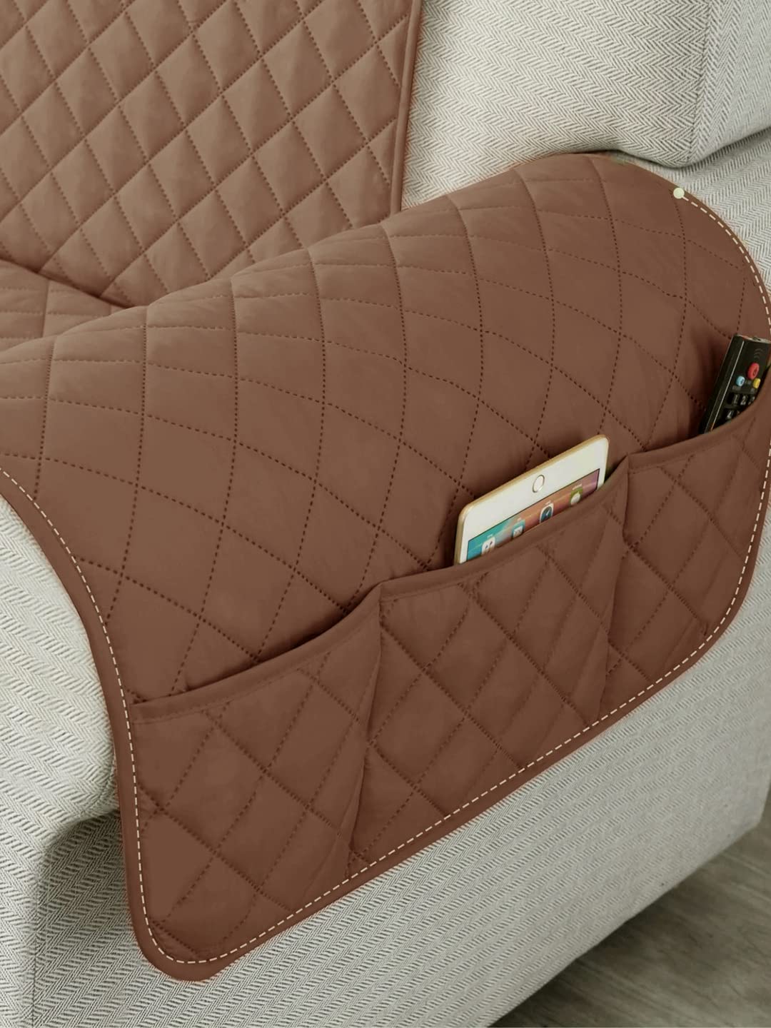 Reversible Quilted Waterproof Sofa Protector - Brown & Grey