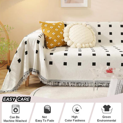Premium Double Sided Chenille Sofa Covers - Black Mosaic