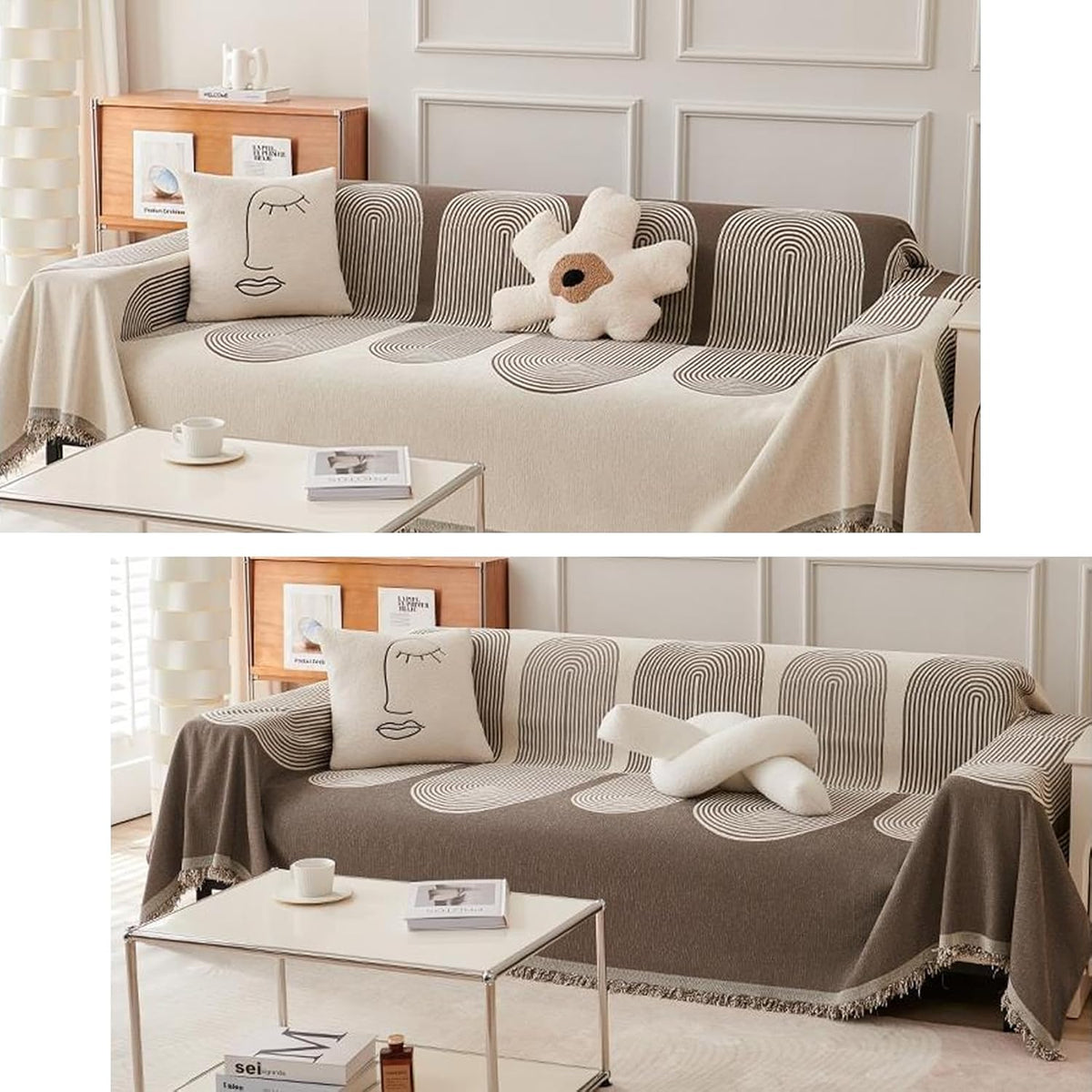 Premium Double Sided Chenille Sofa Covers - Brown Juniper