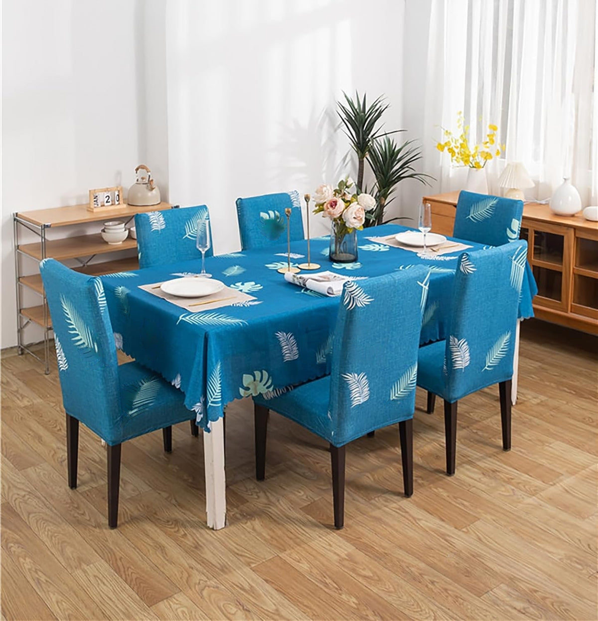Premium Dining Table &amp; Chair Cover Combo - Flamingo Teal