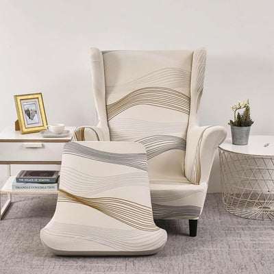 SnugFit Wingback Chair Slipcover - Wave Beige