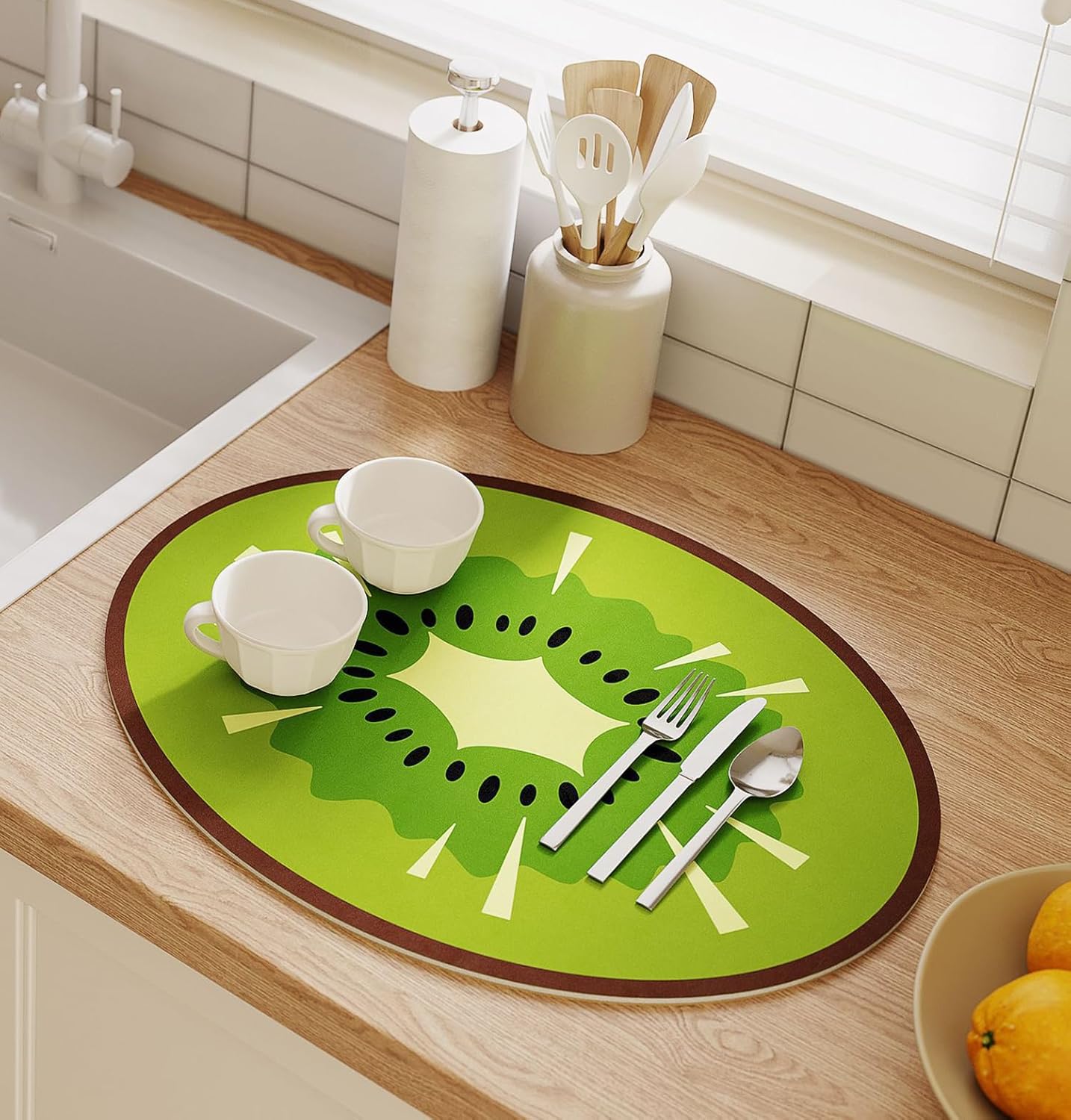 Printed Dish Drying Mat - Absorbent Drying Pad