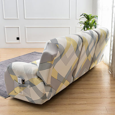 Premium Printed Recliner Sofa Cover : Yellow Curve
