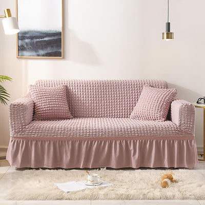 2024 Turkish Bubble Frill Sofa Covers : Blush Pink