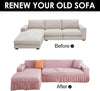2025 L Shape Turkish Bubble Frill Sofa Covers : Blush Pink