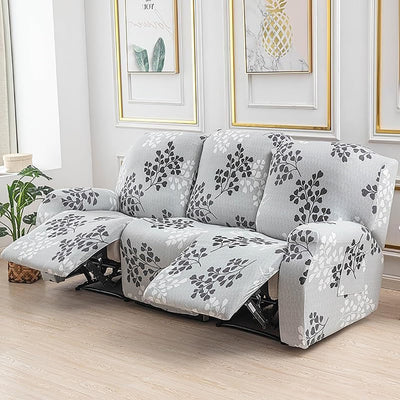 Premium Printed Recliner Sofa Cover : Petal Grey