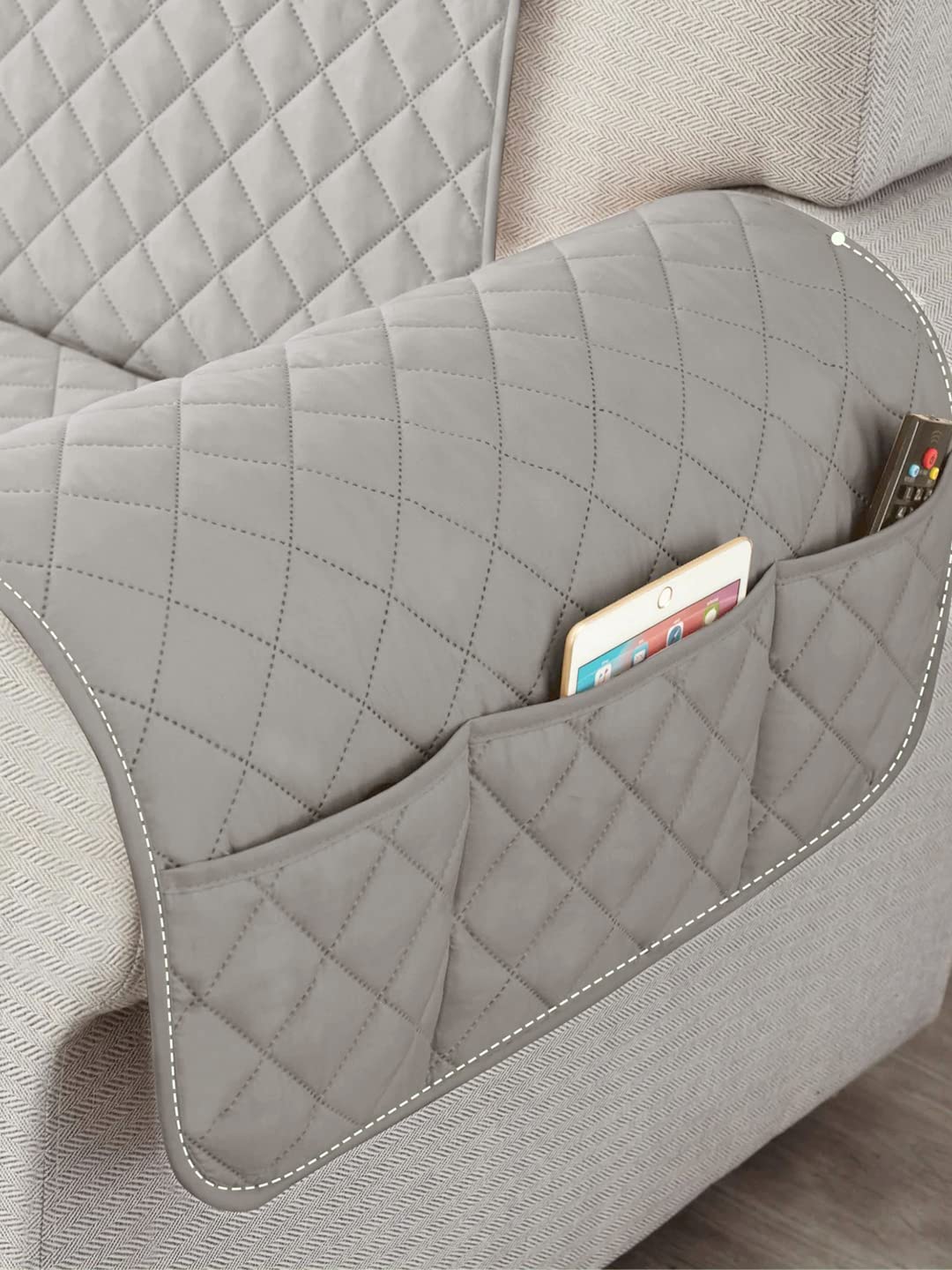 Reversible Quilted Waterproof Sofa Protector - Maroon & Grey