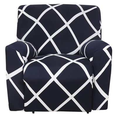 Premium Printed Recliner Sofa Cover : Blue Check