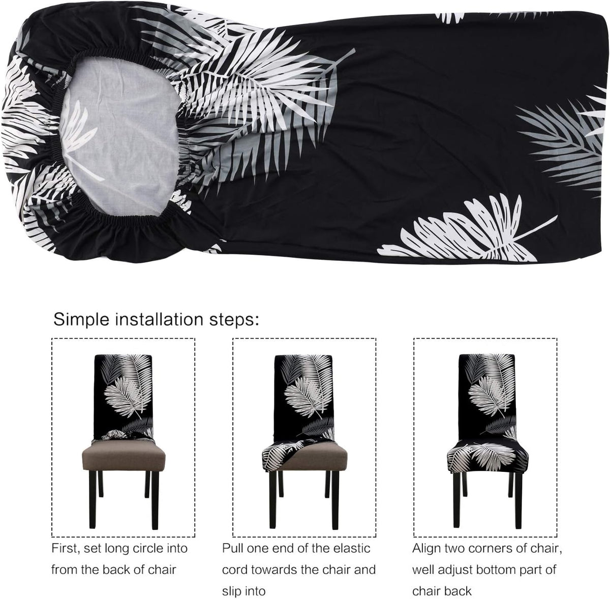 Stretchable Chair Covers, Black Fern
