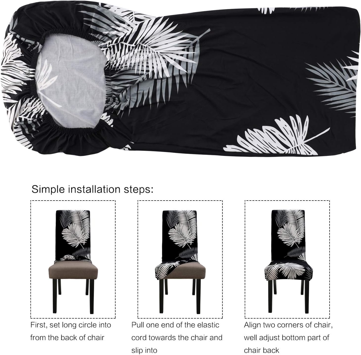 Stretchable Chair Covers, Black Fern