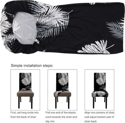 Stretchable Chair Covers, Black Fern