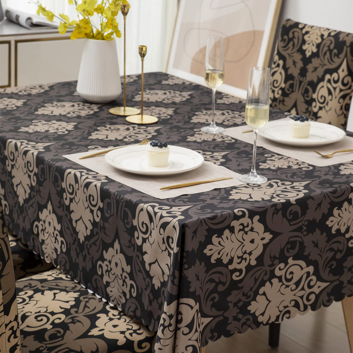 Premium Dining Table & Chair Cover Combo - Royal Black