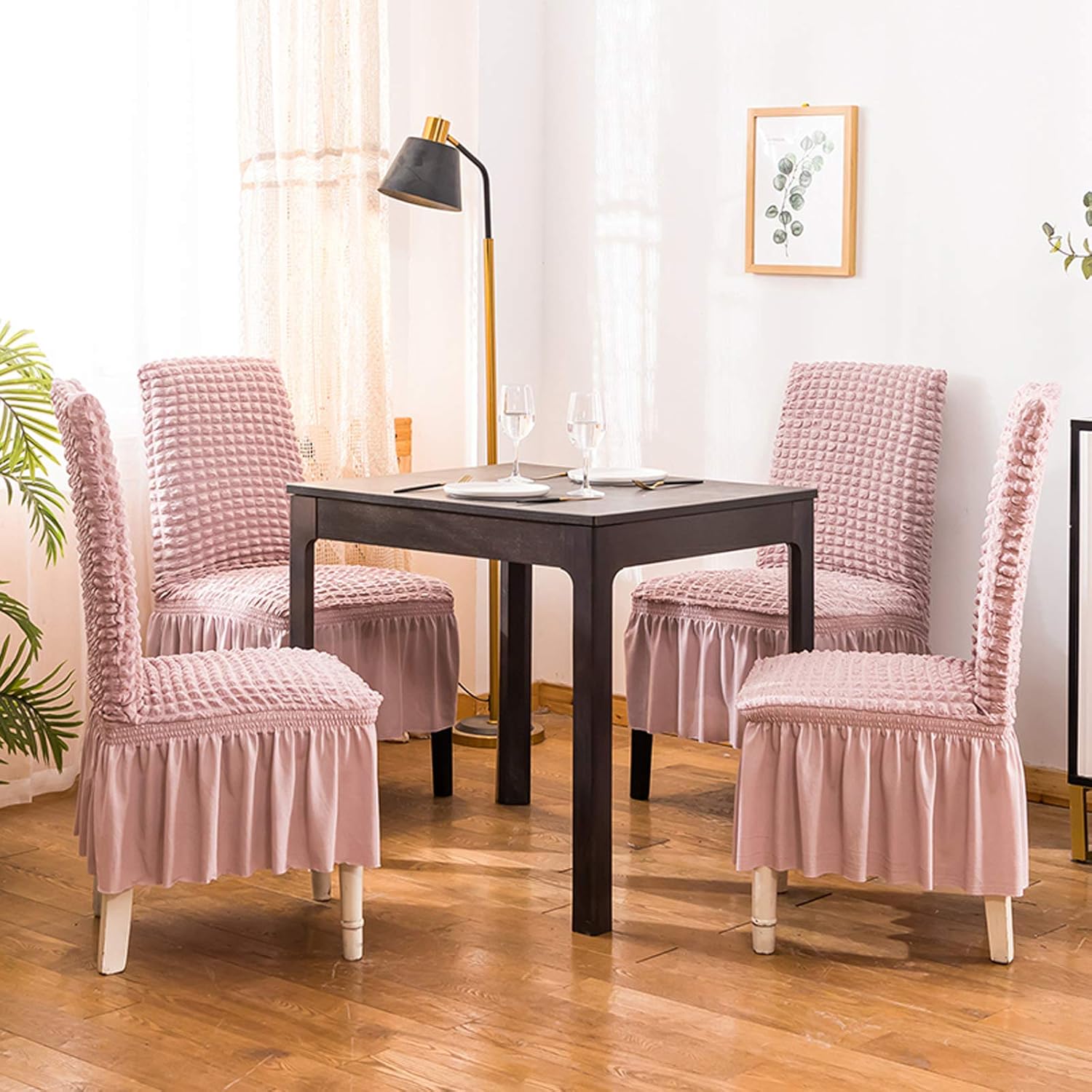 2026 Turkish Bubble Frill Chair Covers : Blush Pink