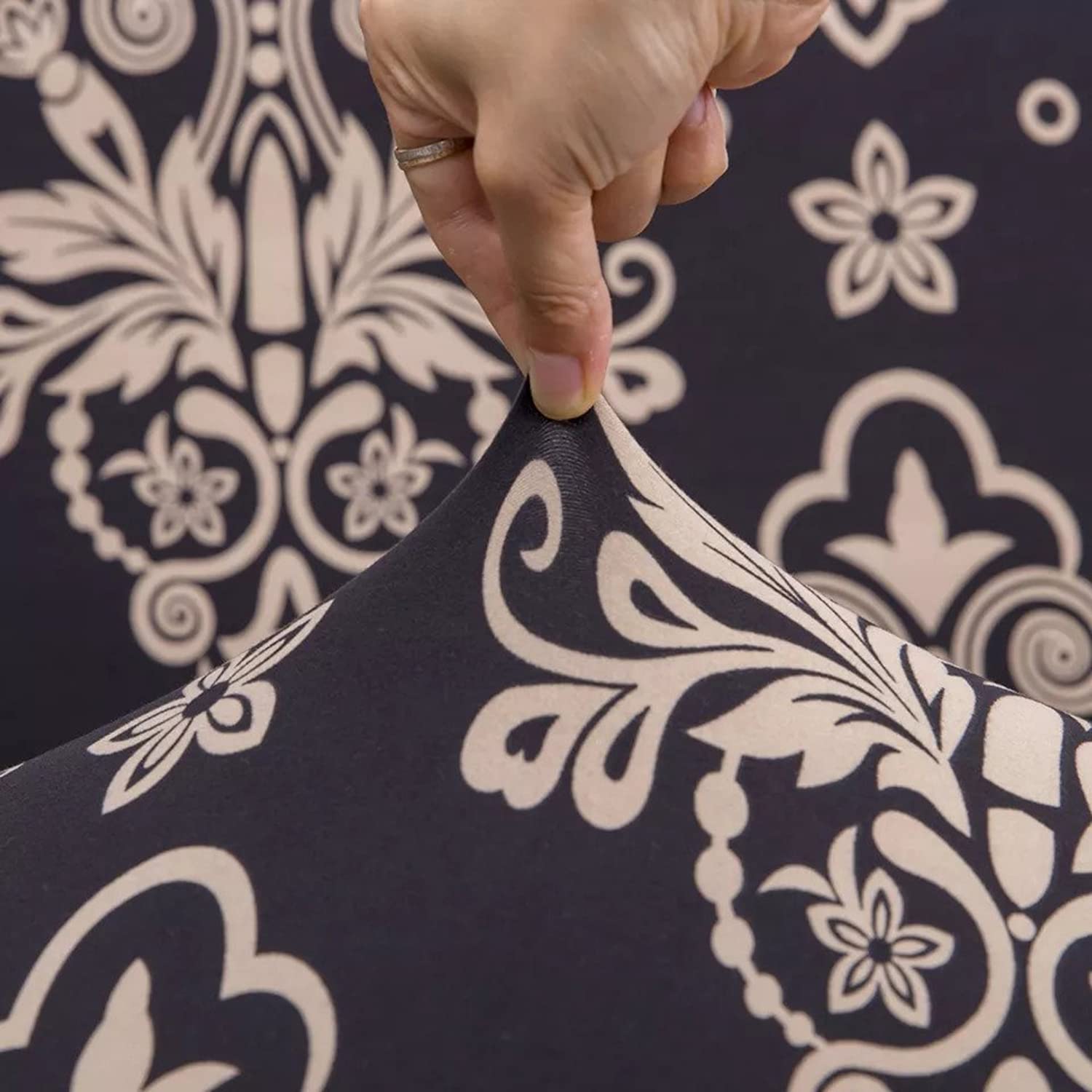 L Shape Sofa Cover - Black Brocade