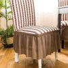 2023 Turkish Bubble Frill Chair Covers : Beige Brown Stripe