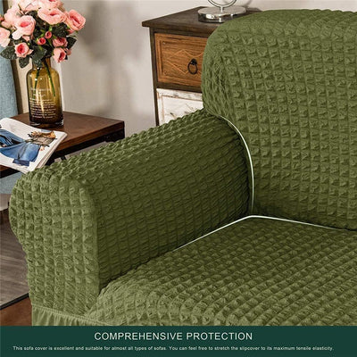 2026 Turkish Bubble Frill Sofa Covers : Olive