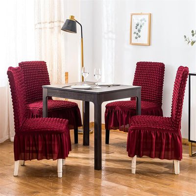 2026 Turkish Bubble Frill Chair Covers : Maroon