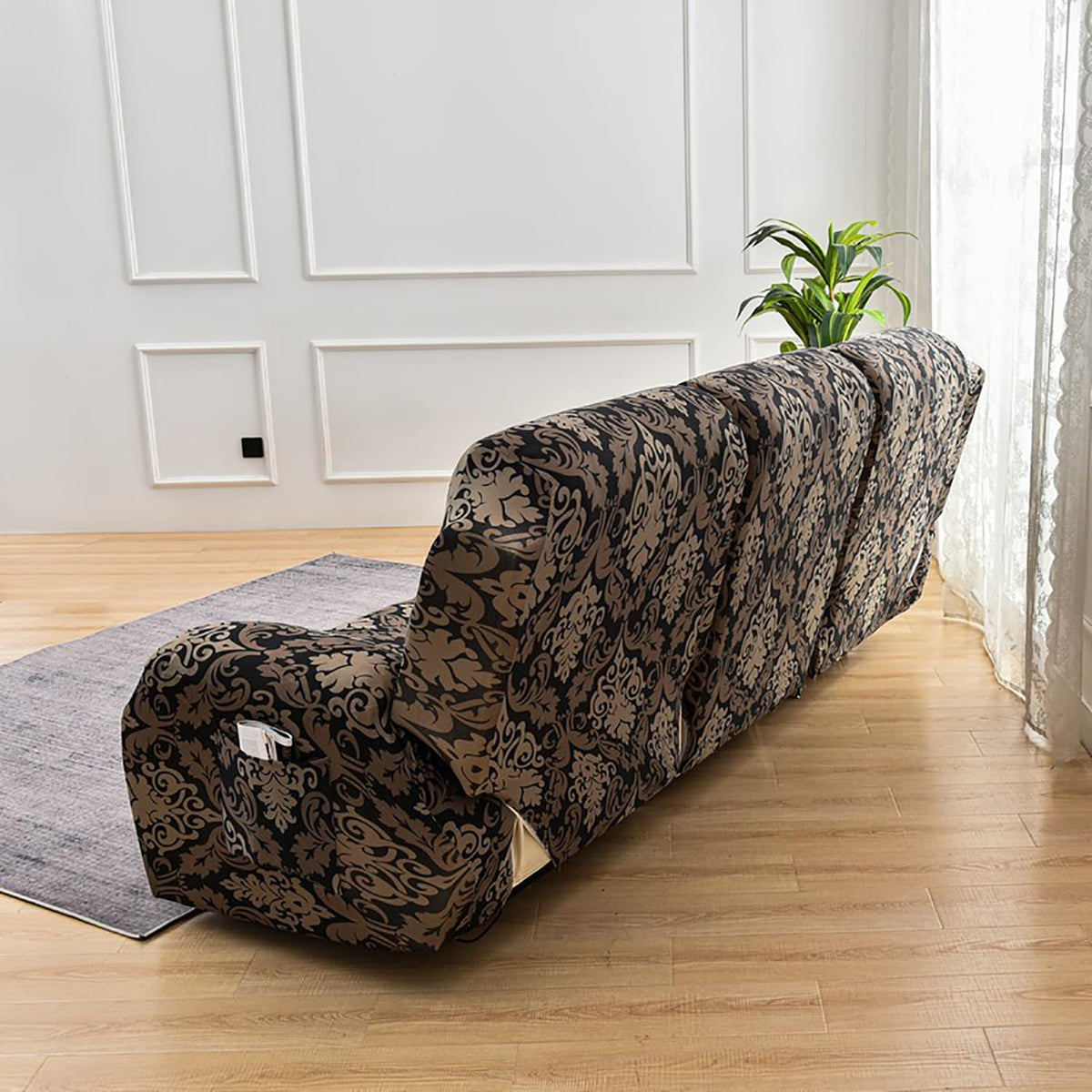 Premium Printed Recliner Sofa Cover : Royal Black