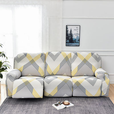 Premium Printed Recliner Sofa Cover : Yellow Curve