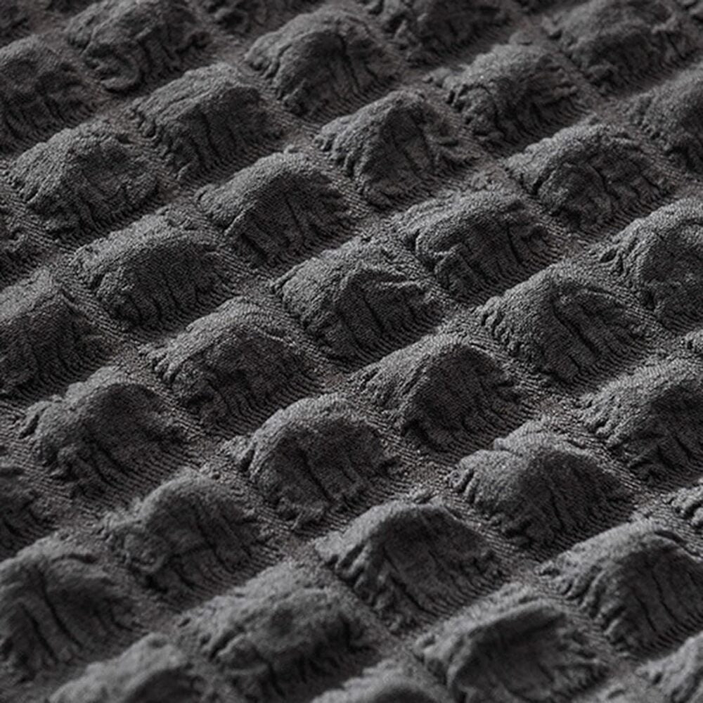 2026 L Shape Turkish Bubble Frill Sofa Covers : Dark Grey