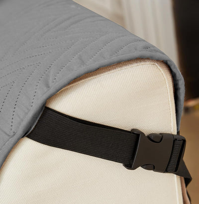 NON SLIP QUILTED SOFA PROTECTOR MAT - PLAIN CHARCOAL