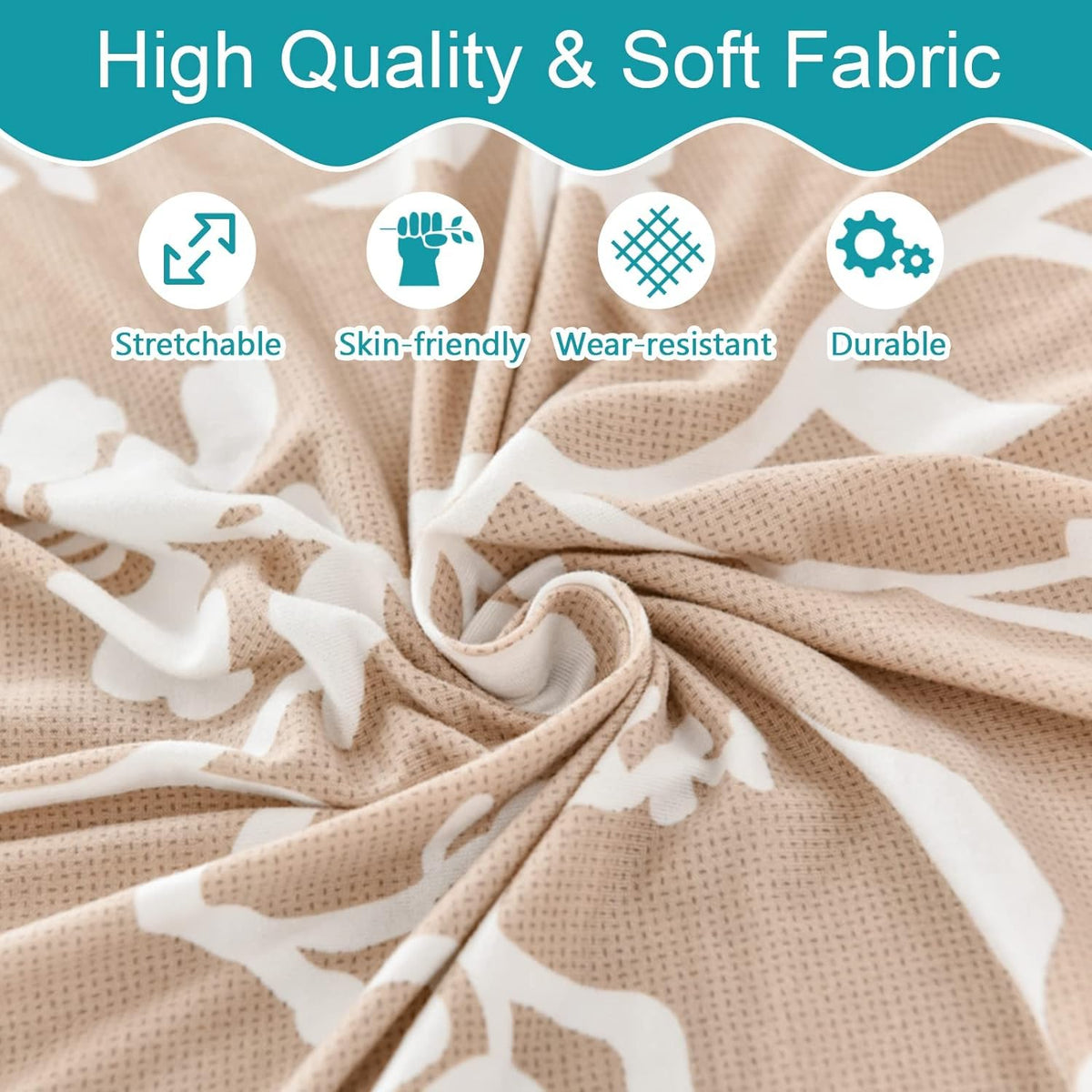 L Shape Sofa Cover - Leafy Beige