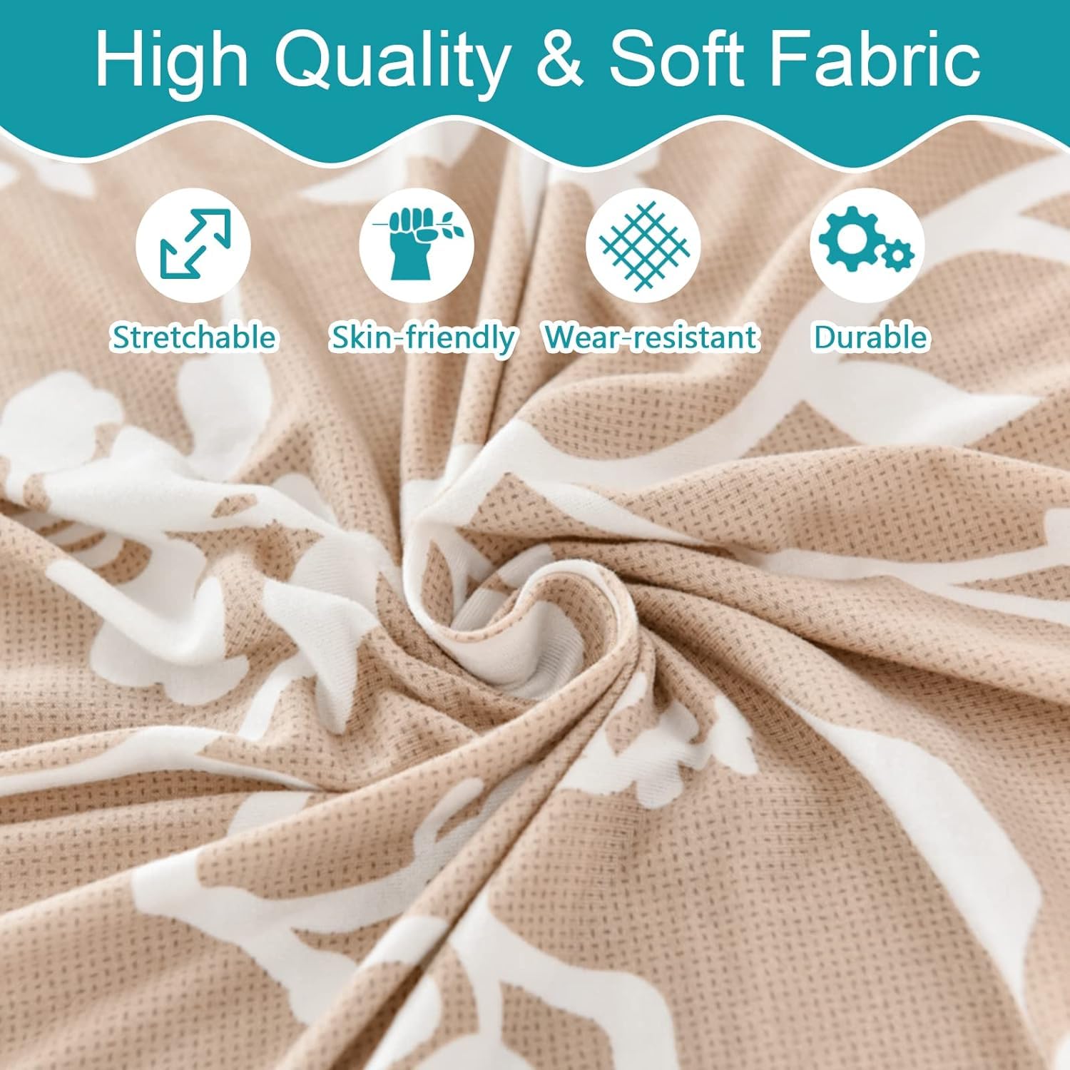 L Shape Sofa Cover - Leafy Beige