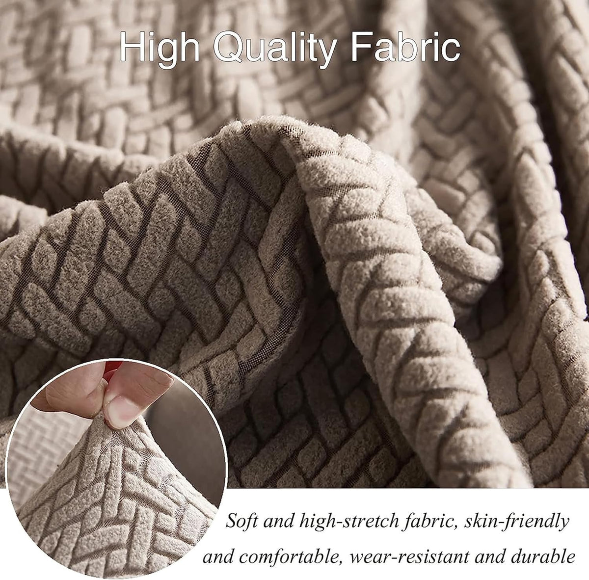 2026 L Shape Polar Fleece Sofa Cover : Khaki