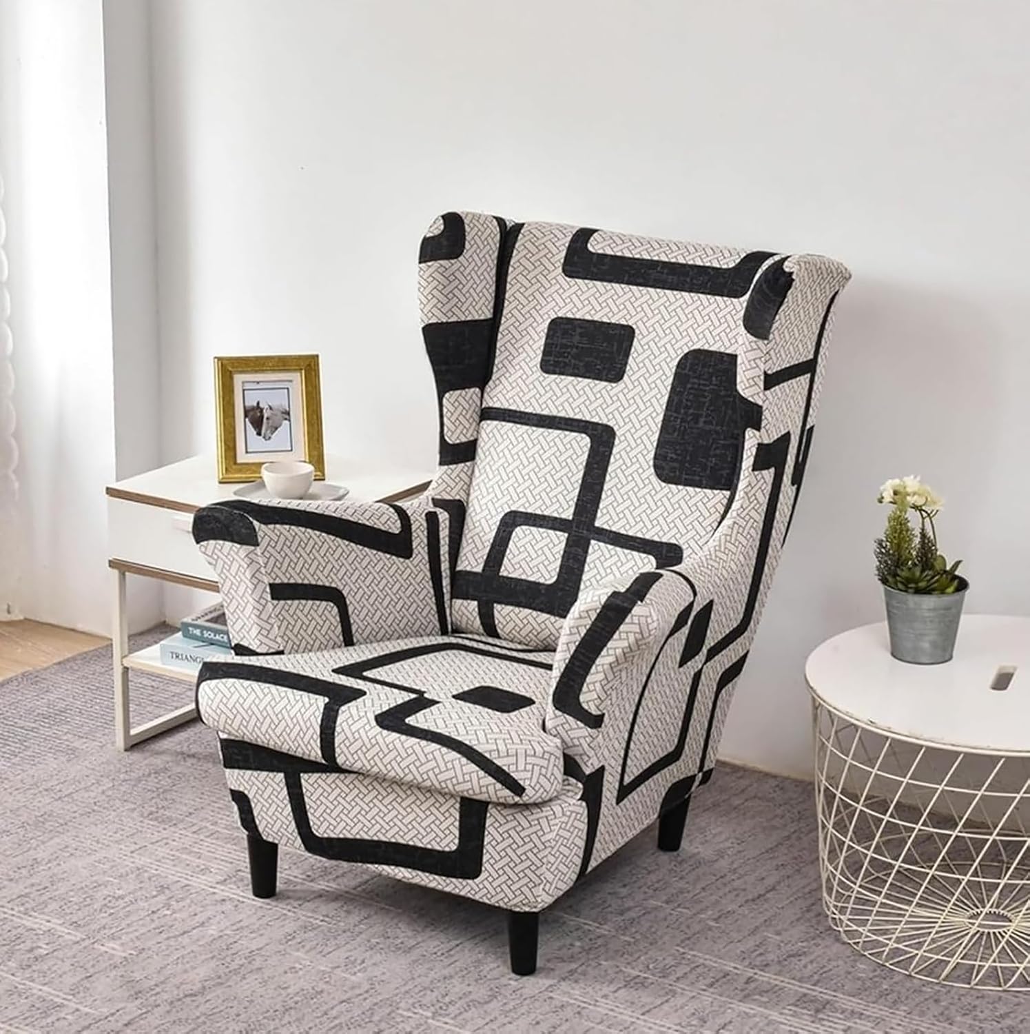 SnugFit Wingback Chair Slipcover - Luxe Monochrome