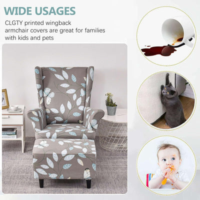 SnugFit Wingback Chair Slipcover - Grey Bliss