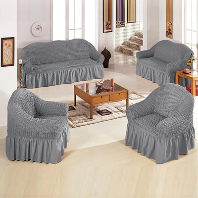 2026 Turkish Bubble Frill Sofa Covers : Light Grey