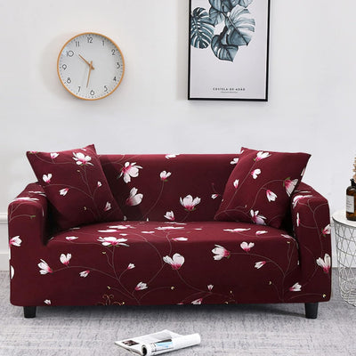 Trendize Exclusive Stretchable Sofa Cover - Floral Maroon