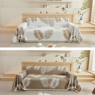 Premium Double Sided Chenille Sofa Covers - Mauve Leaf