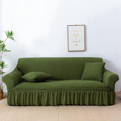 2026 Turkish Bubble Frill Sofa Covers : Olive