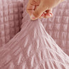 2025 L Shape Turkish Bubble Frill Sofa Covers : Blush Pink
