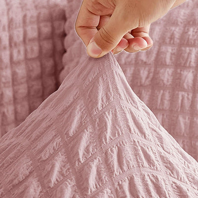 2025 L Shape Turkish Bubble Frill Sofa Covers : Blush Pink