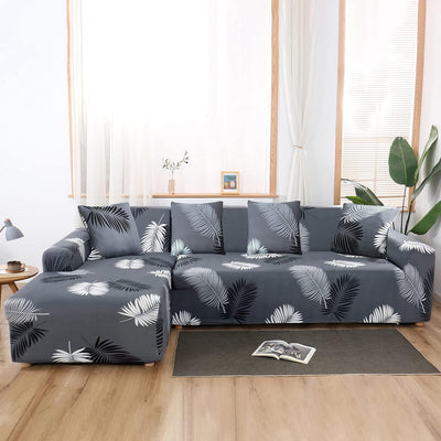 L Shape Sofa Cover - Charcoal Fern