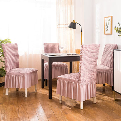 2025 Turkish Bubble Frill Chair Covers : Blush Pink