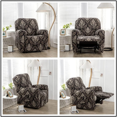 Premium Printed Recliner Sofa Cover : Royal Black