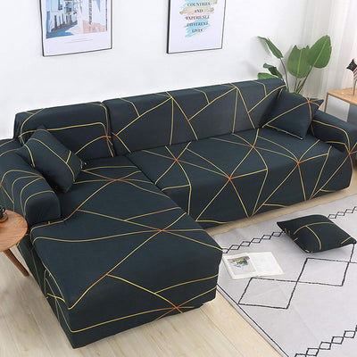 L Shape Sofa Cover - Prism Gold