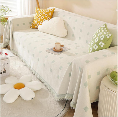 Premium Double Sided Chenille Sofa Covers - Green Mosaic