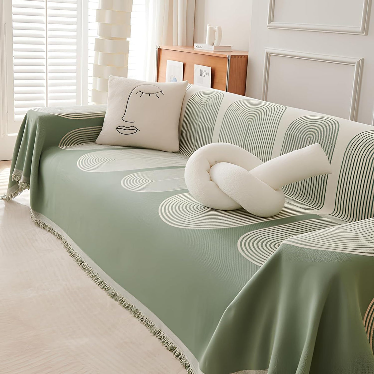 Premium Double Sided Chenille Sofa Covers - Green Juniper