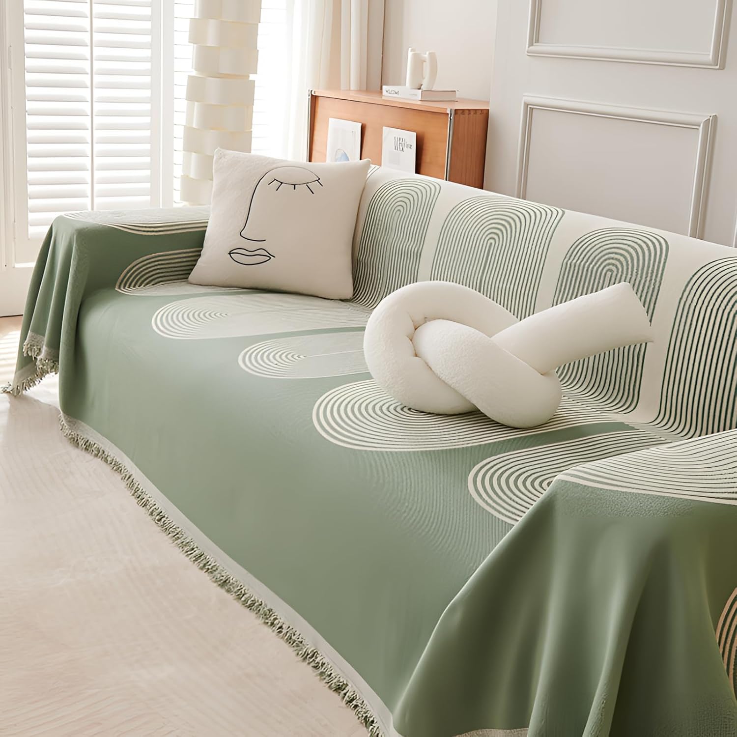 Premium Double Sided Chenille Sofa Covers - Green Juniper