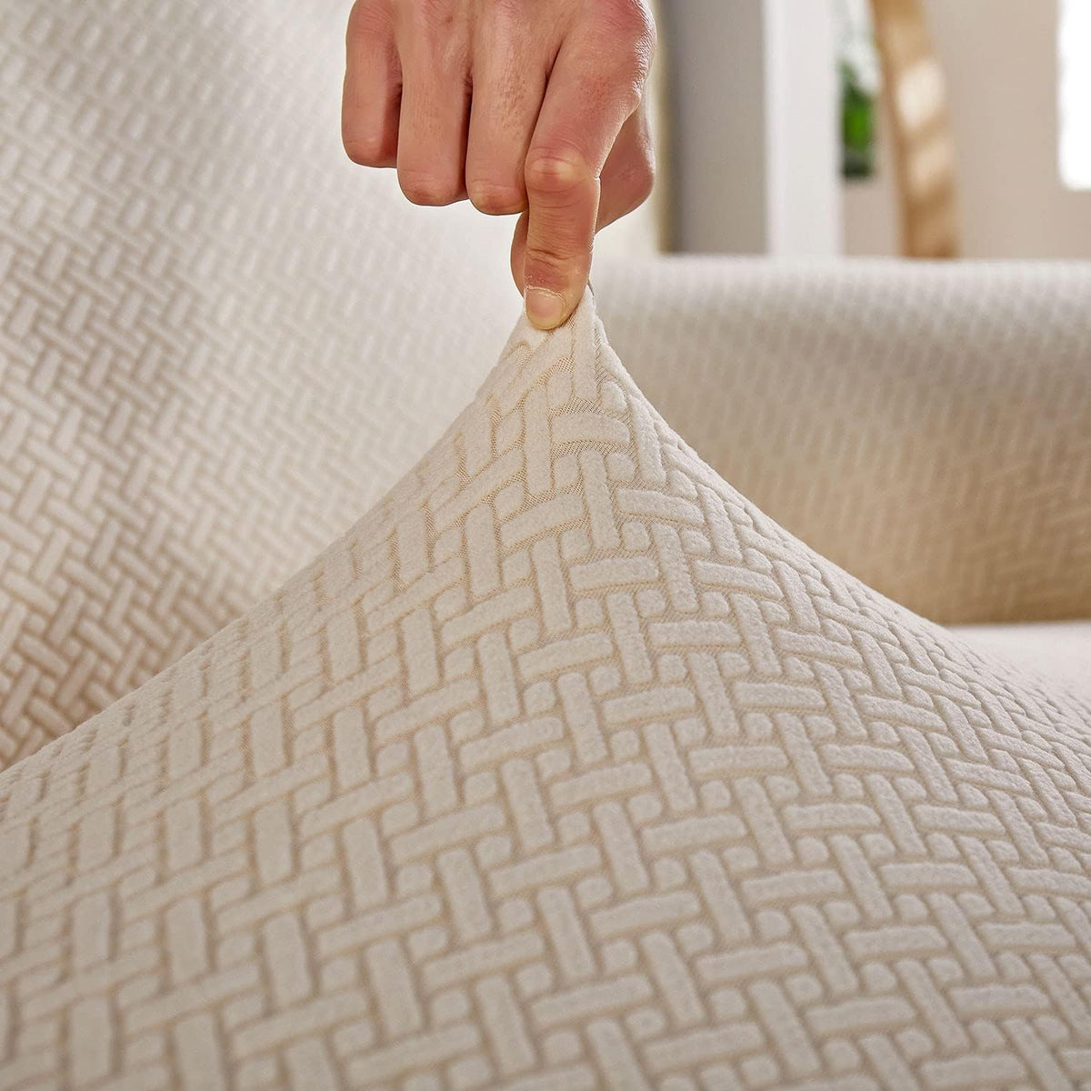 2026 Polar Fleece Sofa Cover : Cream