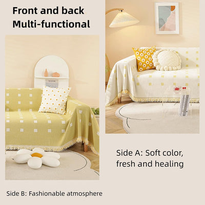 Premium Double Sided Chenille Sofa Covers - Mustard Mosaic