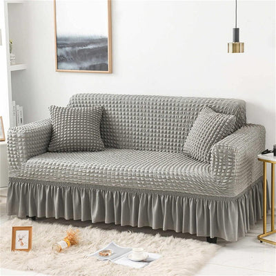 2026 Turkish Bubble Frill Sofa Covers : Light Grey